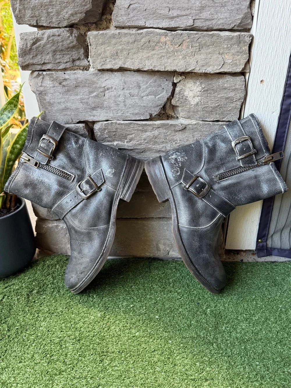 Roan By Bed Stu Becca Distressed Black Leather Women’s Boots